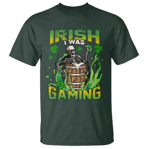 Irish Skeleton T Shirt Irish I Was Gaming Funny St Patrick's Day Gamer Gaming Skull TS02 Dark Forest Green Printyourwear