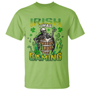 Irish Skeleton T Shirt Irish I Was Gaming Funny St Patrick's Day Gamer Gaming Skull TS02 Lime Printyourwear