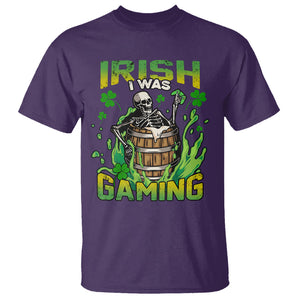Irish Skeleton T Shirt Irish I Was Gaming Funny St Patrick's Day Gamer Gaming Skull TS02 Purple Printyourwear