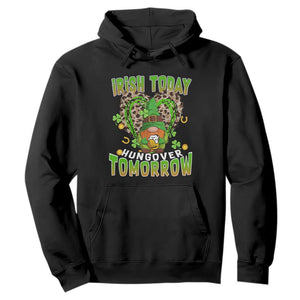 Funny St. Patricks Day Drinking Hoodie Irish Today Hungover Tomorrow Beer Lover Gnome TS02 Black Printyourwear