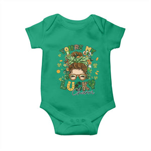 Funny St Patricks Day Baby Onesie You Are My Lucky Charm Shamrock Messy Bun TS02 Irish Green Print Your Wear
