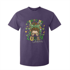 Funny St Patricks Day T Shirt For Kid You Are My Lucky Charm Shamrock Messy Bun TS02 Purple Print Your Wear