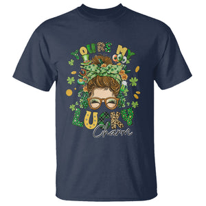 Funny St. Patricks Day T Shirt You Are My Lucky Charm Shamrock Messy Bun TS02 Navy Printyourwear
