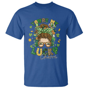 Funny St. Patricks Day T Shirt You Are My Lucky Charm Shamrock Messy Bun TS02 Royal Blue Printyourwear
