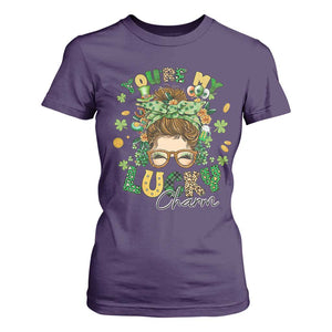 Funny St Patricks Day T Shirt For Women You Are My Lucky Charm Shamrock Messy Bun TS02 Purple Print Your Wear