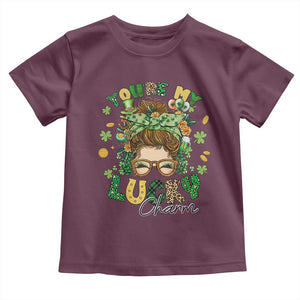 Funny St Patricks Day Toddler T Shirt You Are My Lucky Charm Shamrock Messy Bun TS02 Maroon Print Your Wear