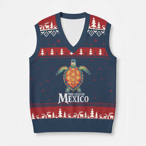 The Gulf Of Mexico V-Neck Knit Sweater Vest Sea Turtle Graphic Forever Never Forget TS02 Navy Red Print Your Wear