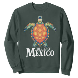The Gulf Of Mexico Sweatshirt Sea Turtle Graphic Forever Never Forget TS02 Dark Forest Green Print Your Wear