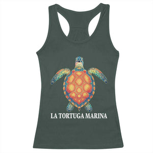 La Tortuga Marina Racerback Tank Top Sea Turtle Gulf Of Mexico Forever TS02 Dark Forest Green Print Your Wear