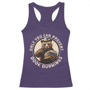 Funny Books Lover Bear Racerback Tank Top Only You Can Prevent Book Burnings TS02 Purple Print Your Wear