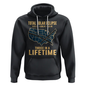 Total Solar Eclipse 2045 Hoodie Thrice In A Lifetime American Totality Tour Map 2017 2024 2045 TS02 Black Printyourwear