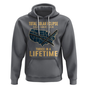 Total Solar Eclipse 2045 Hoodie Thrice In A Lifetime American Totality Tour Map 2017 2024 2045 TS02 Charcoal Printyourwear