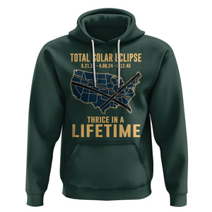 Total Solar Eclipse 2045 Hoodie Thrice In A Lifetime American Totality Tour Map 2017 2024 2045 TS02 Dark Forest Green Printyourwear