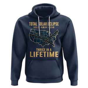 Total Solar Eclipse 2045 Hoodie Thrice In A Lifetime American Totality Tour Map 2017 2024 2045 TS02 Navy Printyourwear