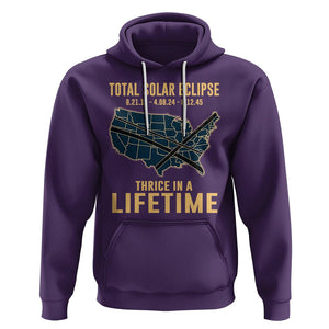 Total Solar Eclipse 2045 Hoodie Thrice In A Lifetime American Totality Tour Map 2017 2024 2045 TS02 Purple Printyourwear