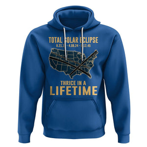 Total Solar Eclipse 2045 Hoodie Thrice In A Lifetime American Totality Tour Map 2017 2024 2045 TS02 Royal Blue Printyourwear