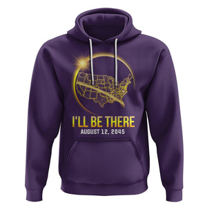 Total Solar Eclipse 2045 Hoodie I'll Be There August 12 American Totality Tour Map TS02 Purple Printyourwear