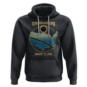 Total Solar Eclipse 2045 Hoodie American Totality Tour Map August 12 TS02 Black Printyourwear