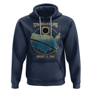 Total Solar Eclipse 2045 Hoodie American Totality Tour Map August 12 TS02 Navy Printyourwear