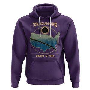 Total Solar Eclipse 2045 Hoodie American Totality Tour Map August 12 TS02 Purple Printyourwear