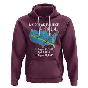 Total Solar Eclipse 2045 Hoodie My Totality Bucket List 2017 2024 2045 Tour Map TS02 Maroon Printyourwear