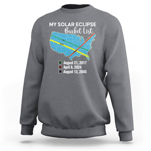 Total Solar Eclipse 2045 Sweatshirt My Totality Bucket List 2017 2024 2045 Tour Map TS02 Charcoal Printyourwear