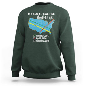 Total Solar Eclipse 2045 Sweatshirt My Totality Bucket List 2017 2024 2045 Tour Map TS02 Dark Forest Green Printyourwear