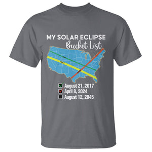 Total Solar Eclipse 2045 T Shirt My Totality Bucket List 2017 2024 2045 Tour Map TS02 Charcoal Printyourwear