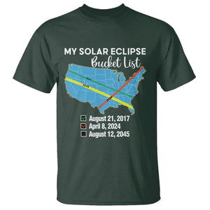 Total Solar Eclipse 2045 T Shirt My Totality Bucket List 2017 2024 2045 Tour Map TS02 Dark Forest Green Printyourwear
