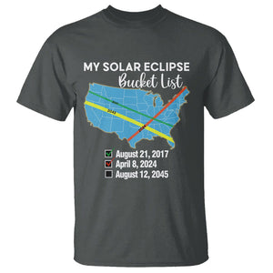 Total Solar Eclipse 2045 T Shirt My Totality Bucket List 2017 2024 2045 Tour Map TS02 Dark Heather Printyourwear
