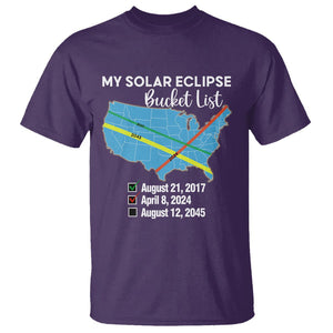 Total Solar Eclipse 2045 T Shirt My Totality Bucket List 2017 2024 2045 Tour Map TS02 Purple Printyourwear