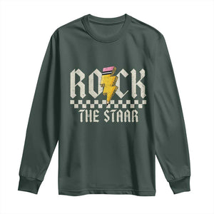 Rock The STAAR Day Long Sleeve Shirt Texas Teacher Student Motivational Testing TS02 Dark Forest Green Print Your Wear