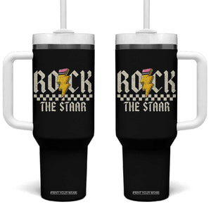 Rock The STAAR Day Tumbler With Handle Texas Teacher Student Motivational Testing TS02 One Size: 40 oz Black Print Your Wear