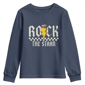 Rock The STAAR Day Youth Sweatshirt Texas Teacher Student Motivational Testing TS02 Navy Print Your Wear