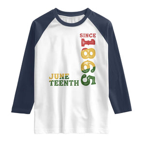 Juneteenth Since 1865 Raglan Shirt Freedom Black History Independence Day TS02 White Navy Print Your Wear