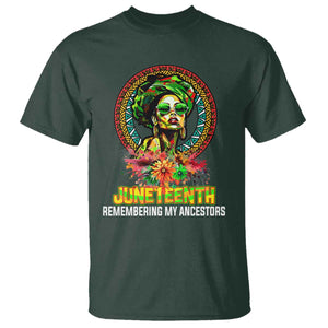 Juneteenth 1865 T Shirt Remembering Ancestors African American Woman TS02 Dark Forest Green Print Your Wear