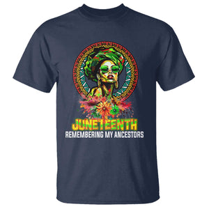 Juneteenth 1865 T Shirt Remembering Ancestors African American Woman TS02 Navy Print Your Wear