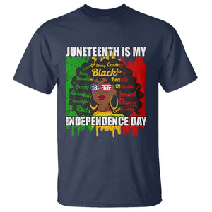 Juneteenth Is My Independence Day T Shirt Since 1865 African American Woman TS02 Navy Print Your Wear