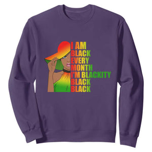 Proud Black Women Sweatshirt I Am Black Every Month Blackity African American Pride Black History Month Juneteenth TS02 Purple Printyourwear