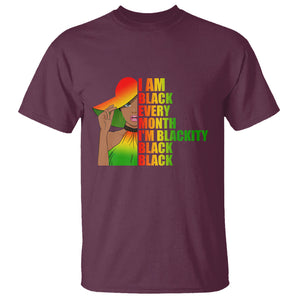 Proud Black Women T Shirt I Am Black Every Month Blackity African American Pride Black History Month Juneteenth TS02 Maroon Printyourwear