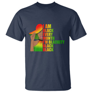 Proud Black Women T Shirt I Am Black Every Month Blackity African American Pride Black History Month Juneteenth TS02 Navy Printyourwear