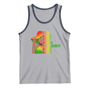 I Am Black Every Month Tank Top Blackity Slay Woman African Pride TS02 Athletic Heather Navy Print Your Wear