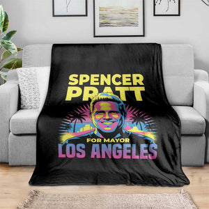Spencer Pratt for Mayor Los Angeles Synthwave Graphic Throw Blanket Retro Neon California Supporter