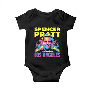 Spencer Pratt for Mayor Los Angeles Synthwave Graphic Baby Onesie Retro Neon California Supporter TS02 Black Print Your Wear