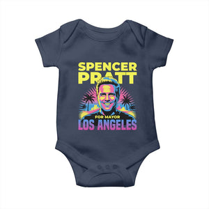 Spencer Pratt for Mayor Los Angeles Synthwave Graphic Baby Onesie Retro Neon California Supporter TS02 Navy Print Your Wear