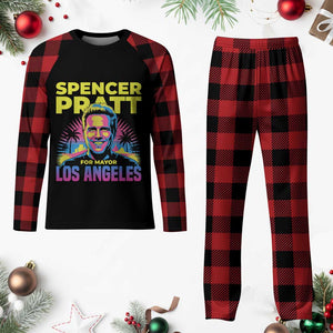 Spencer Pratt for Mayor Los Angeles Synthwave Graphic Plaid Pajama Set Retro Neon California Supporter TS02 Buffalo Plaid Print Your Wear