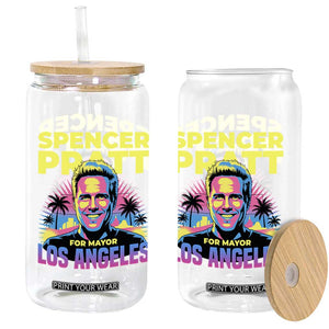 Spencer Pratt for Mayor Los Angeles Synthwave Graphic Glass Can Retro Neon California Supporter TS02 Print Your Wear