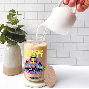 Spencer Pratt for Mayor Los Angeles Synthwave Graphic Glass Can Retro Neon California Supporter TS02 Print Your Wear