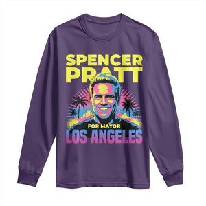 Spencer Pratt for Mayor Los Angeles Synthwave Graphic Long Sleeve Shirt Retro Neon California Supporter TS02 Purple Print Your Wear