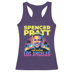 Spencer Pratt for Mayor Los Angeles Synthwave Graphic Racerback Tank Top Retro Neon California Supporter TS02 Purple Print Your Wear